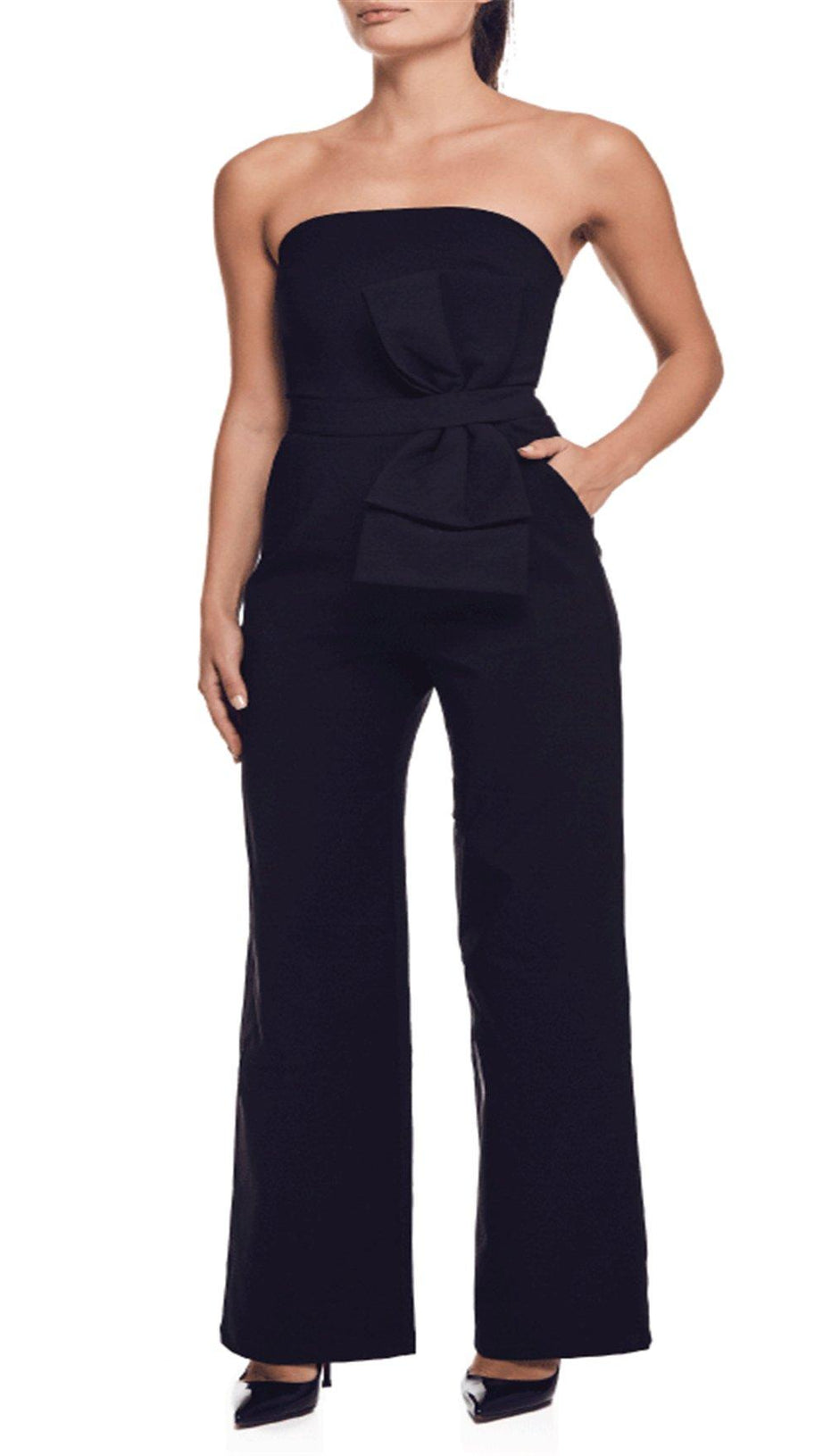 Jumpsuit mit hoher Taille und schmaler Passform und Schleife