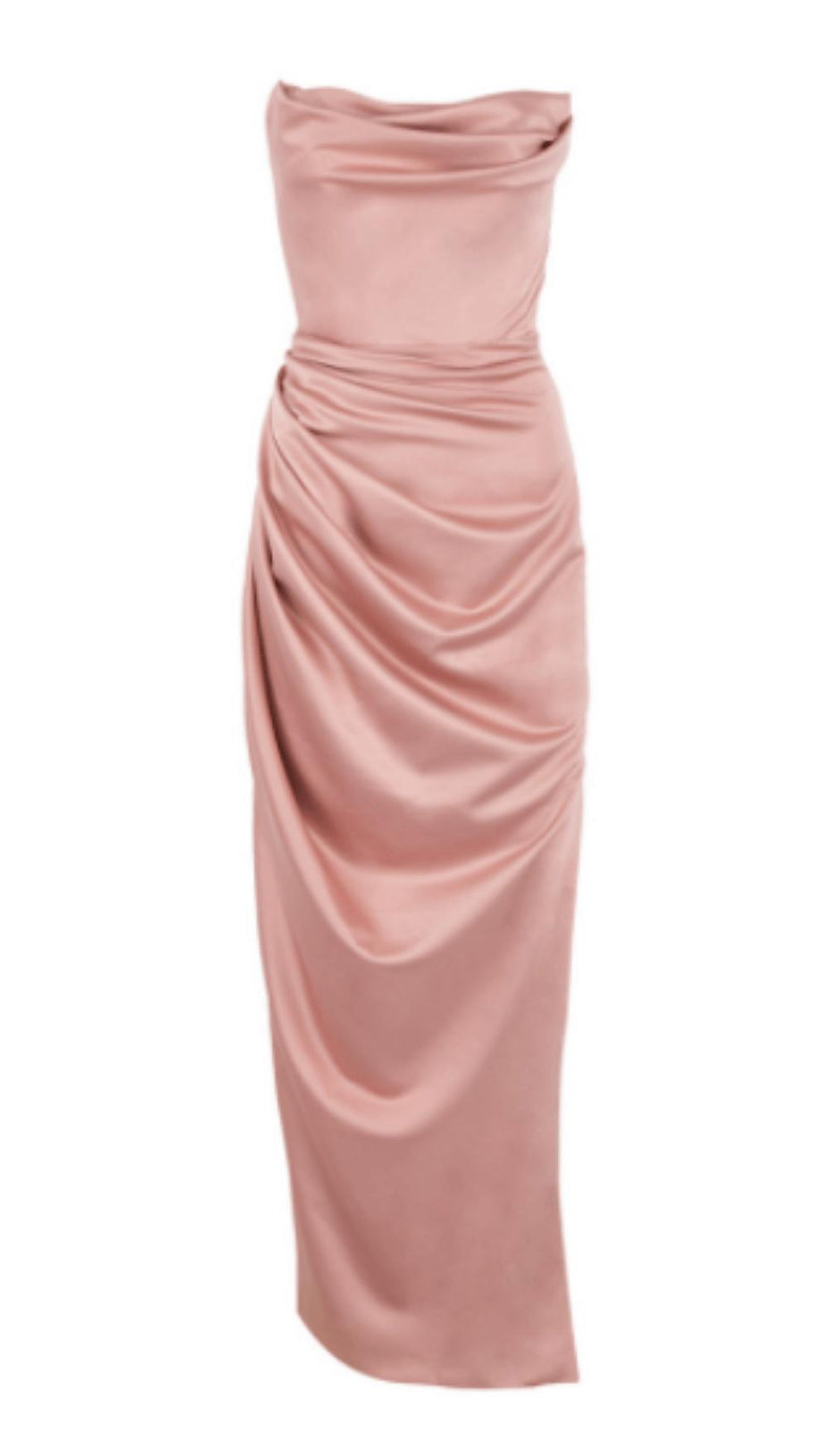 TRÄGERLOSES KLEID AUS ROSA SATIN
