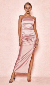 BLUSH SATIN STRAPLESS GOWN