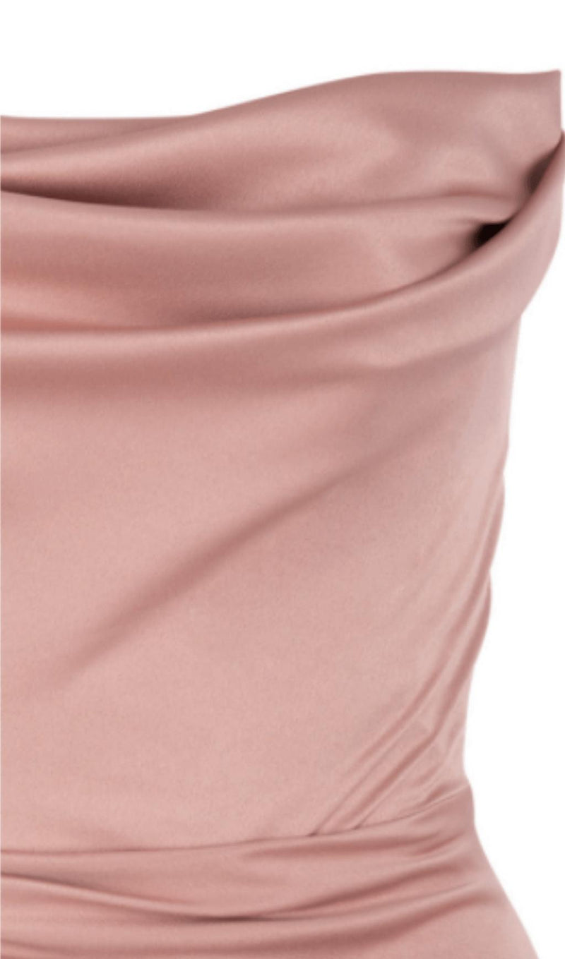 BLUSH SATIN STRAPLESS GOWN