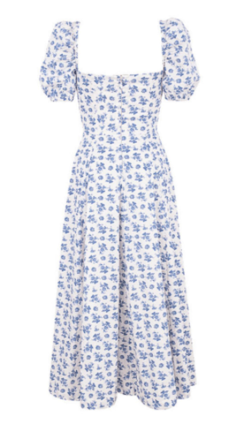 BLUE WHITE FLORAL MIDI DRESS