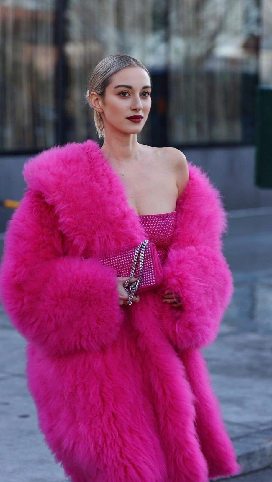 SEQUIN BANDEAU MINI DRESS IN DEEP CRIMSON