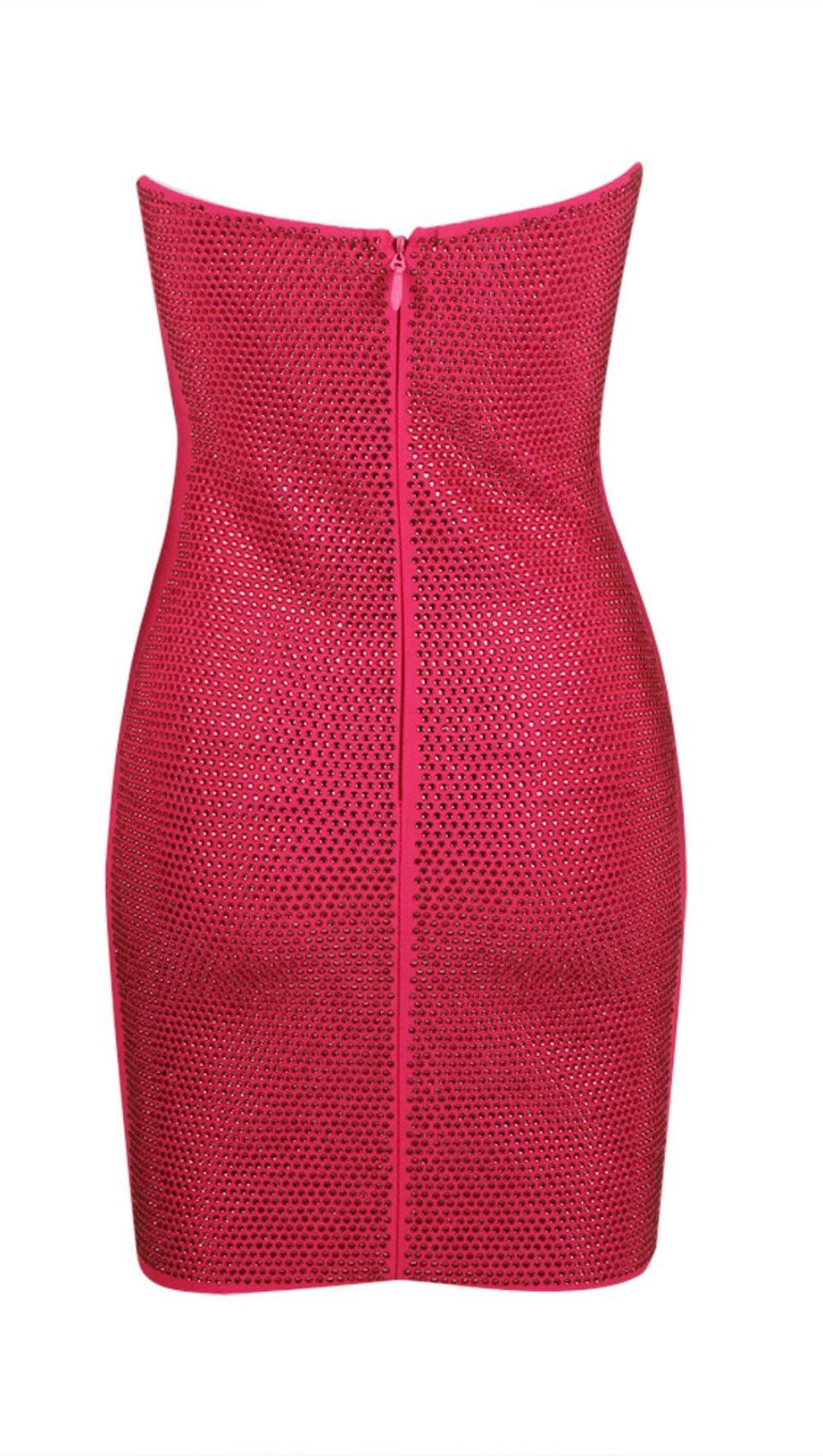 SEQUIN BANDEAU MINI DRESS IN DEEP CRIMSON