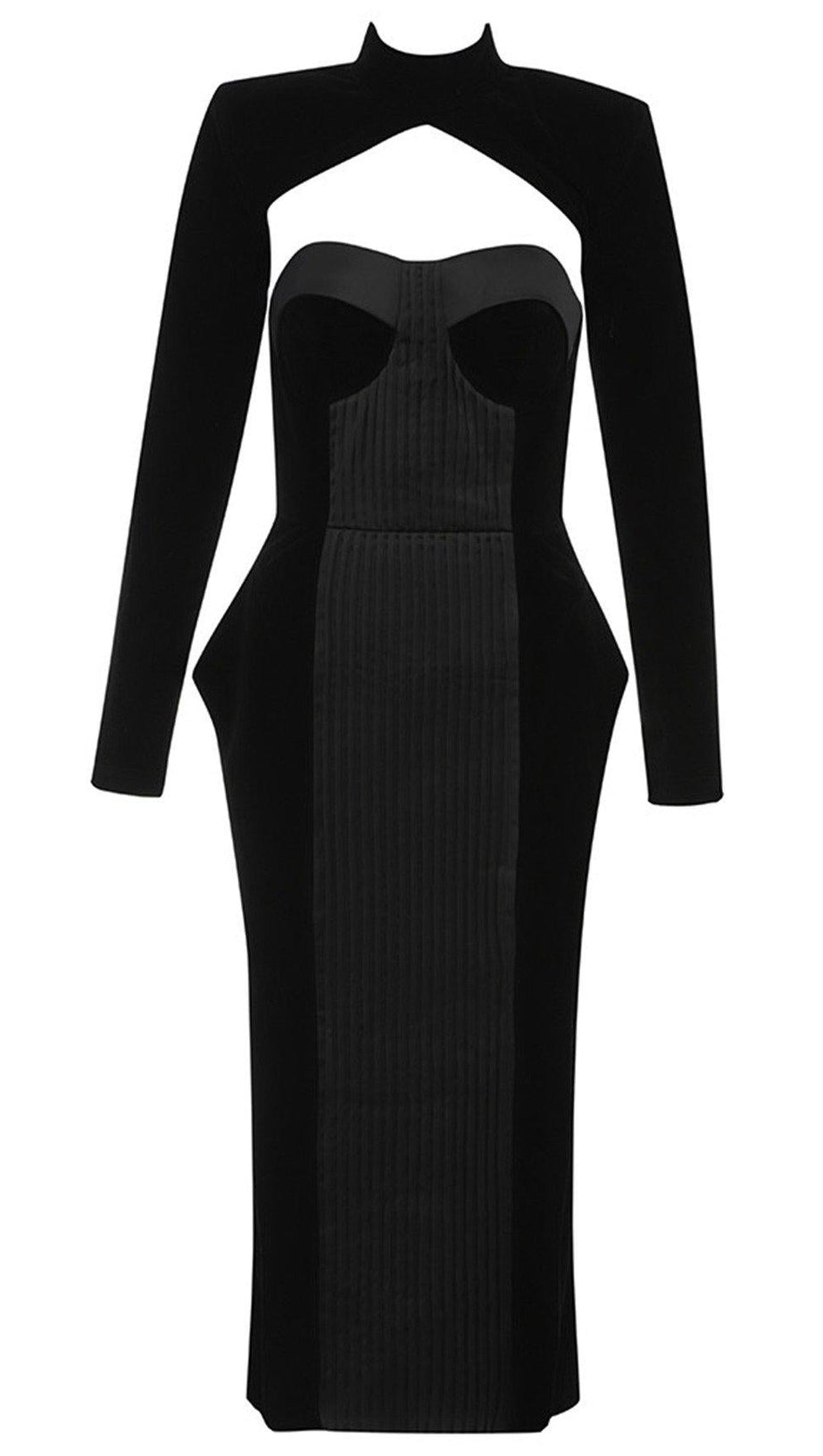 BLACK VELVET SATIN DRESS