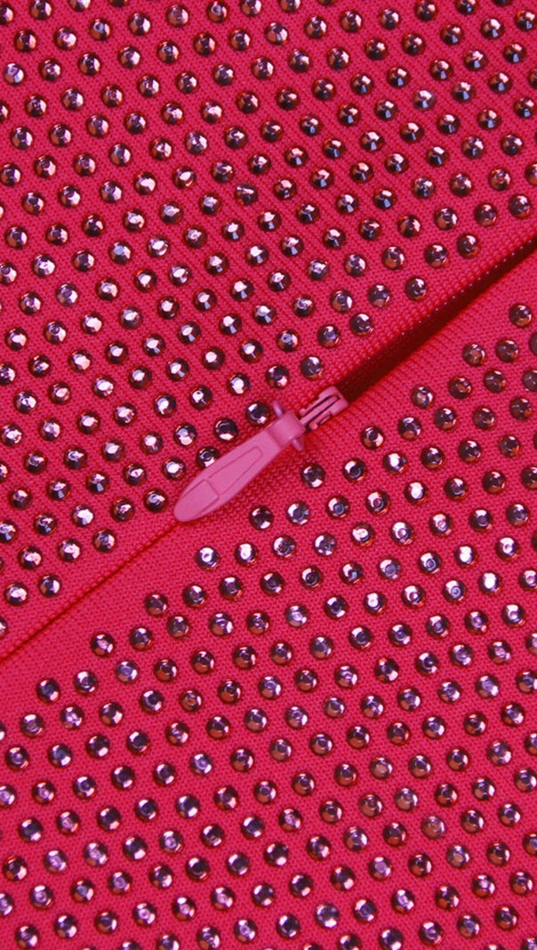 AIIZIE SEQUIN BANDEAU MINI DRESS IN DEEP CRIMSON - product image