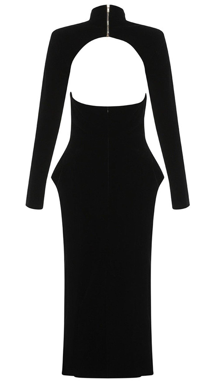 BLACK VELVET SATIN DRESS