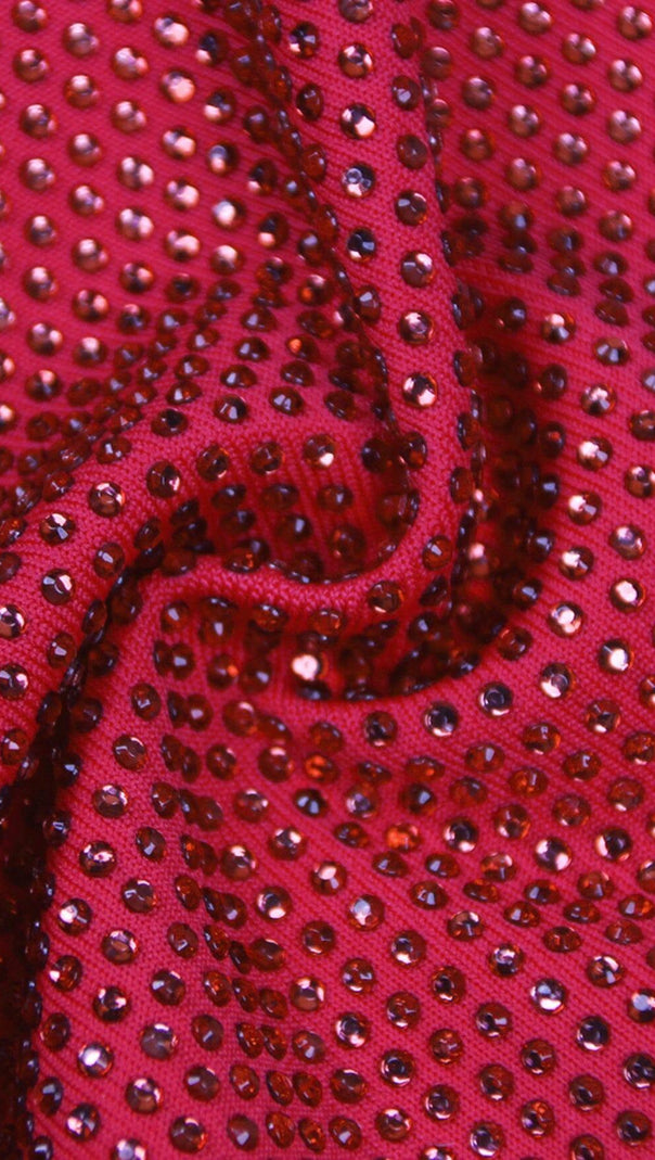 AIIZIE SEQUIN BANDEAU MINI DRESS IN DEEP CRIMSON - product image