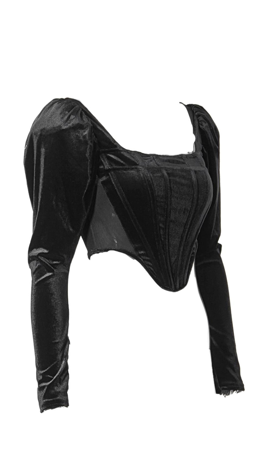 SAMT-KORSETT MIT PUFFÄRMELN IN SCHWARZ 