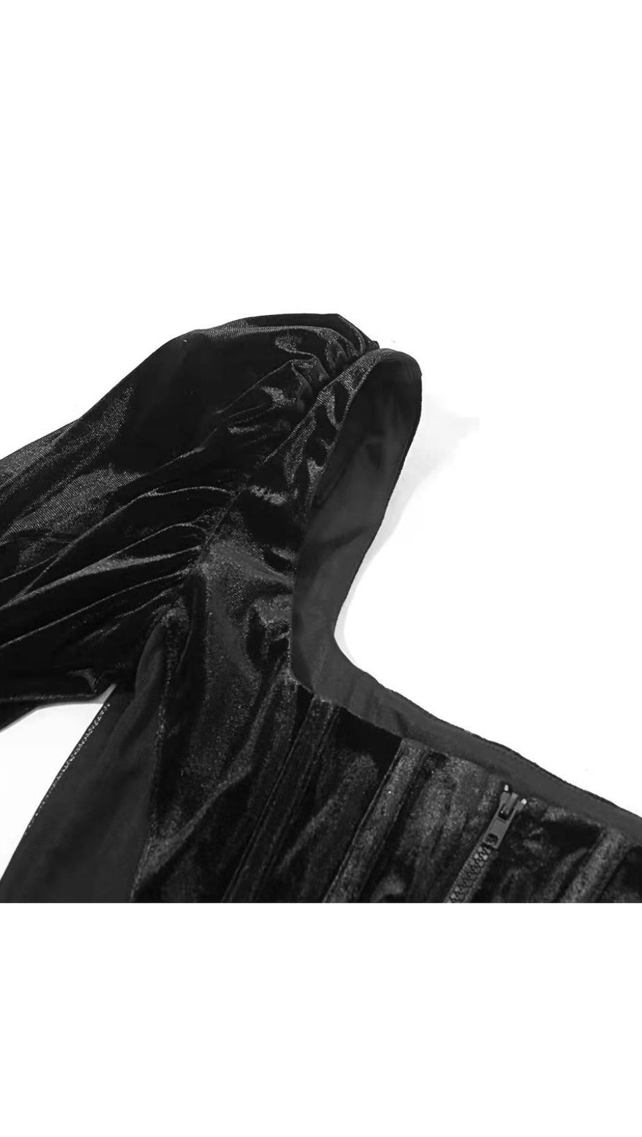 SAMT-KORSETT MIT PUFFÄRMELN IN SCHWARZ 