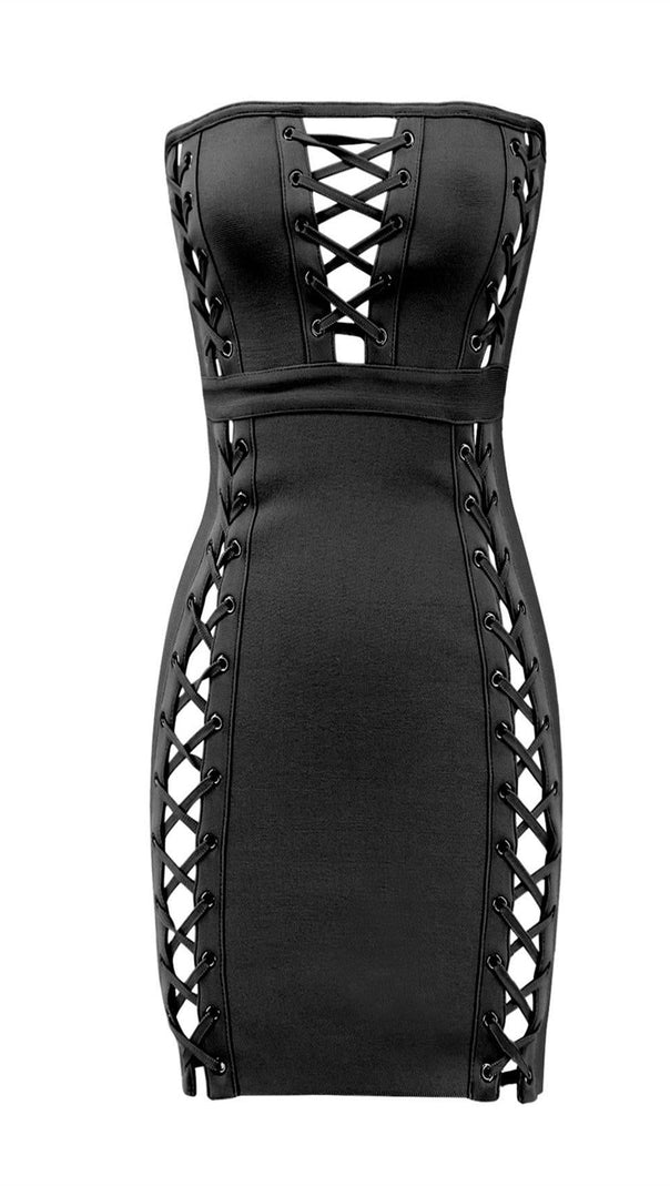 AIIZIE BLACK STRAP MINI DRESS - product image
