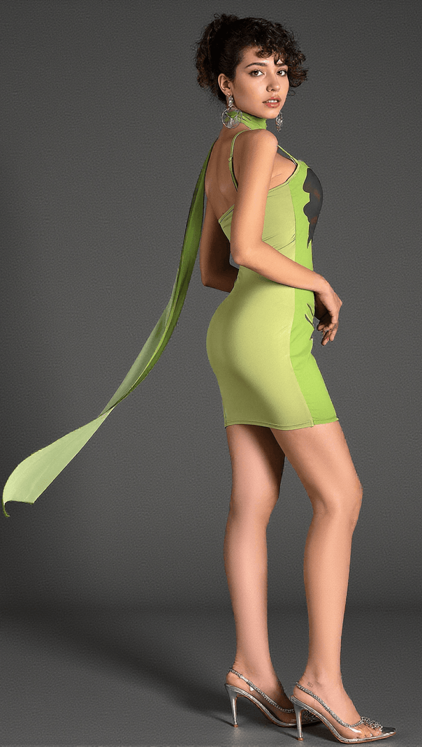 AIIZIE ANASTILI HALTER PRINT MINI DRESS - product image