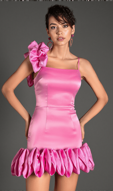Filippos Strap Ruffle Embellished Mini Dress