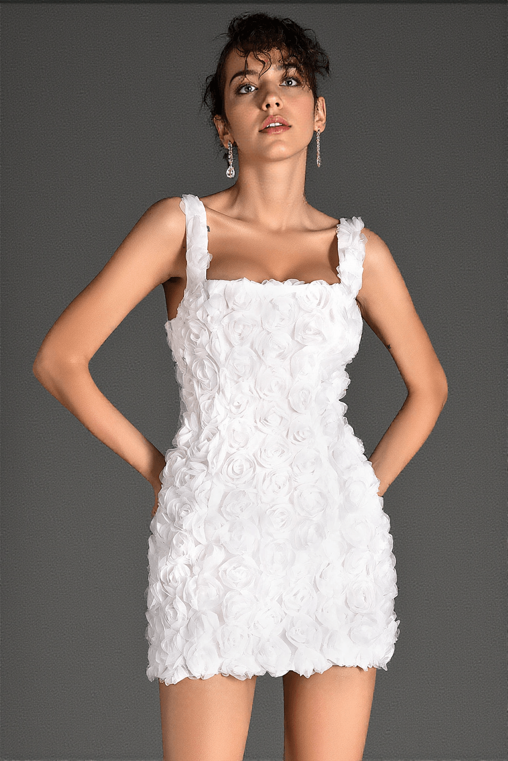 ROSSILIS FLORAL STRAP MINI DRESS