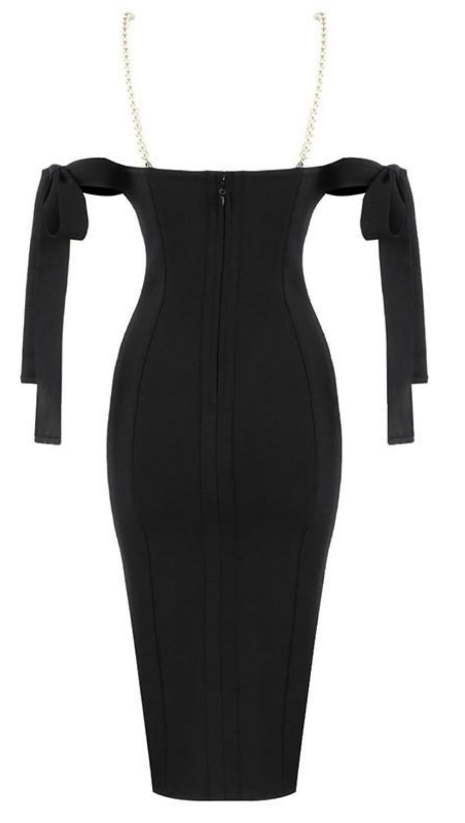 SCHWARZES GERAFFTES MIDI-SOMMERKLEID