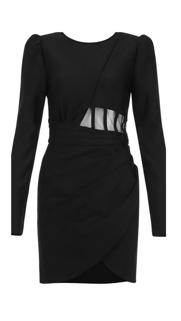 AIIZIE BLACK MESH BANDAGE DRESS - product image