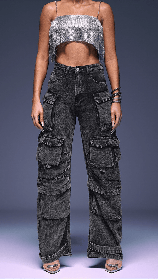 AIIZIE GIULIA DENIM PANTS IN GREY - product image