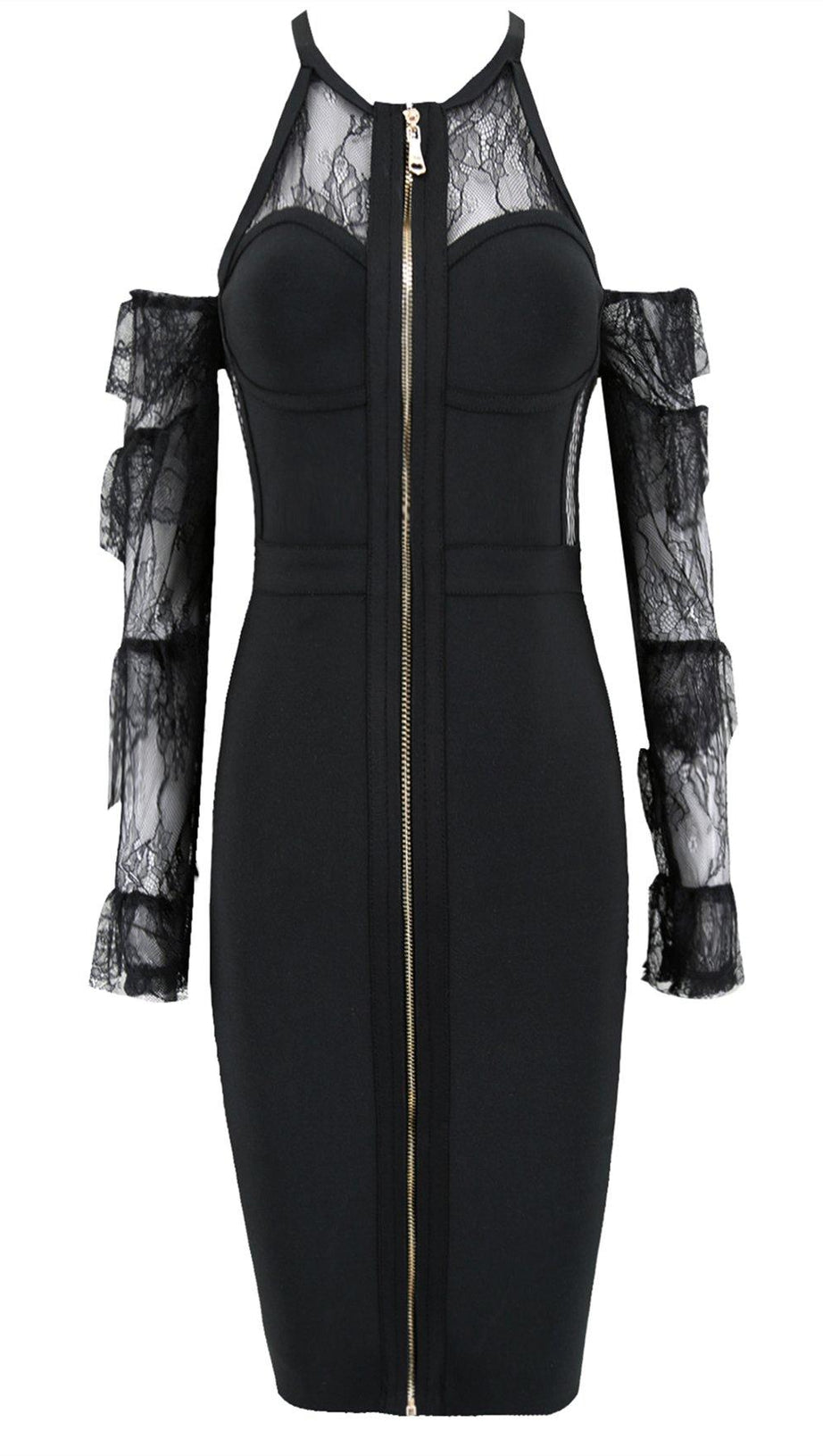 SCHWARZES SPITZEN-ETUIKLEID