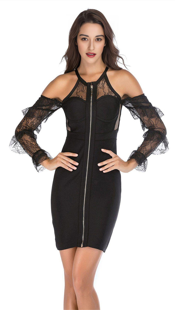 AIIZIE BLACK LACE SHEATH DRESS - product image