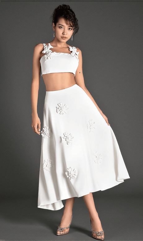 Mattides 3D Flower Ruched 2 Piece Set