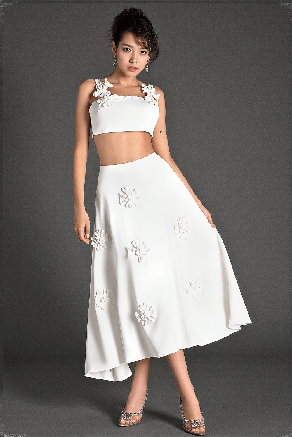 MATTIDES 3D FLOWER RUCHED 2 PIECE SET