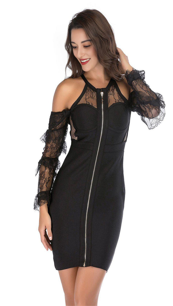 AIIZIE BLACK LACE SHEATH DRESS - product image
