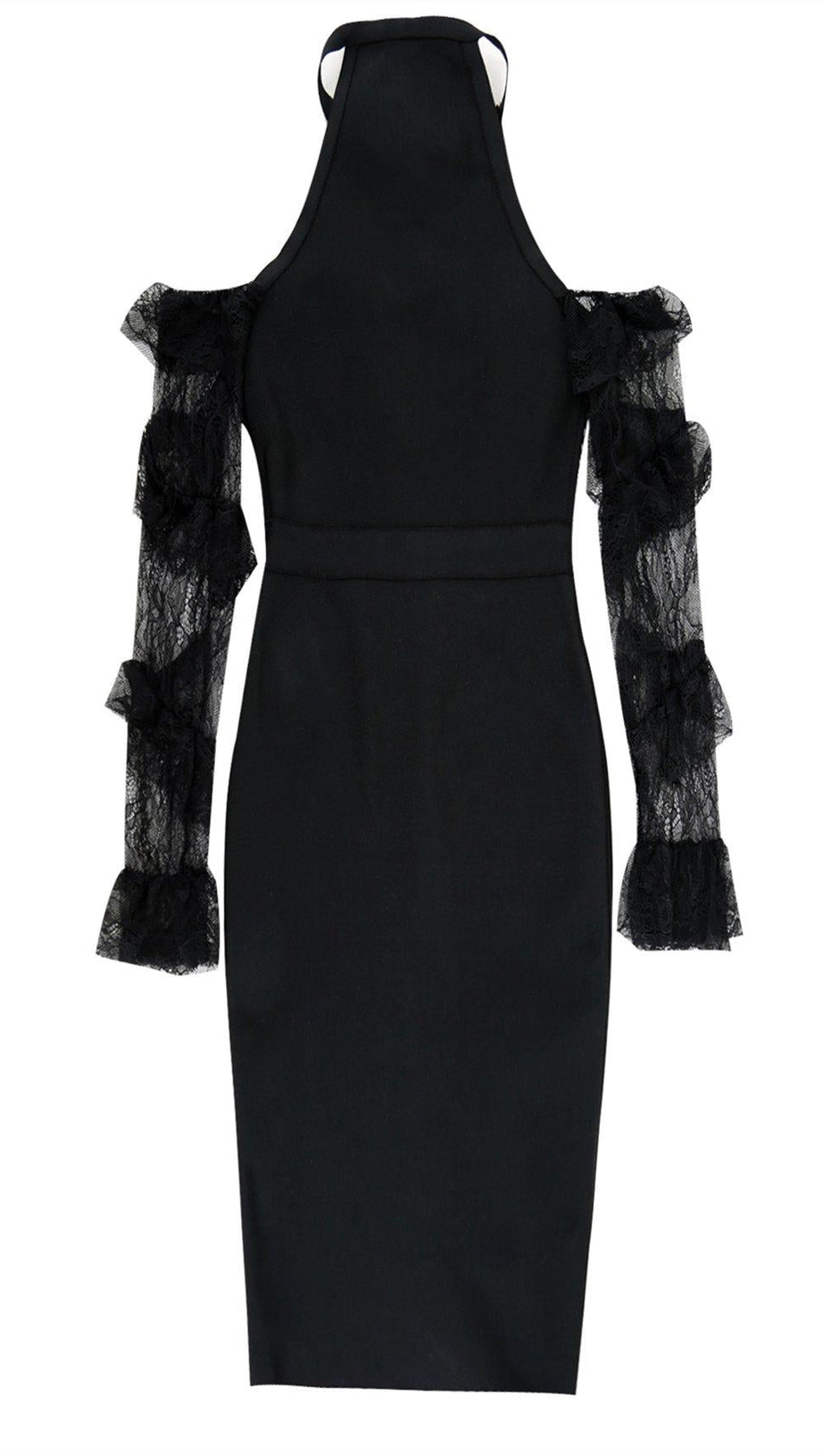 SCHWARZES SPITZEN-ETUIKLEID