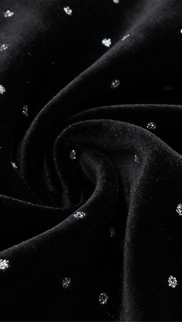 AIIZIE LACE DRAPED TUXEDO DRESS IN BLACK - product image