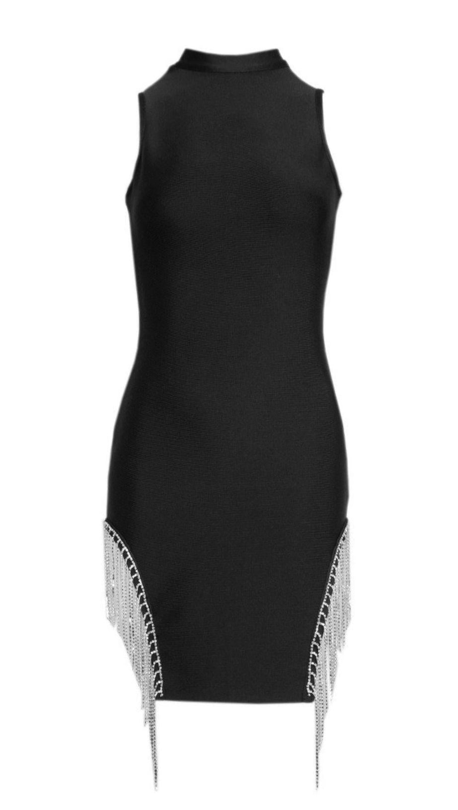 BLACK CRYSTAL TRIM DRESS
