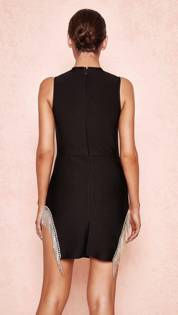 AIIZIE BLACK CRYSTAL TRIM DRESS - product image