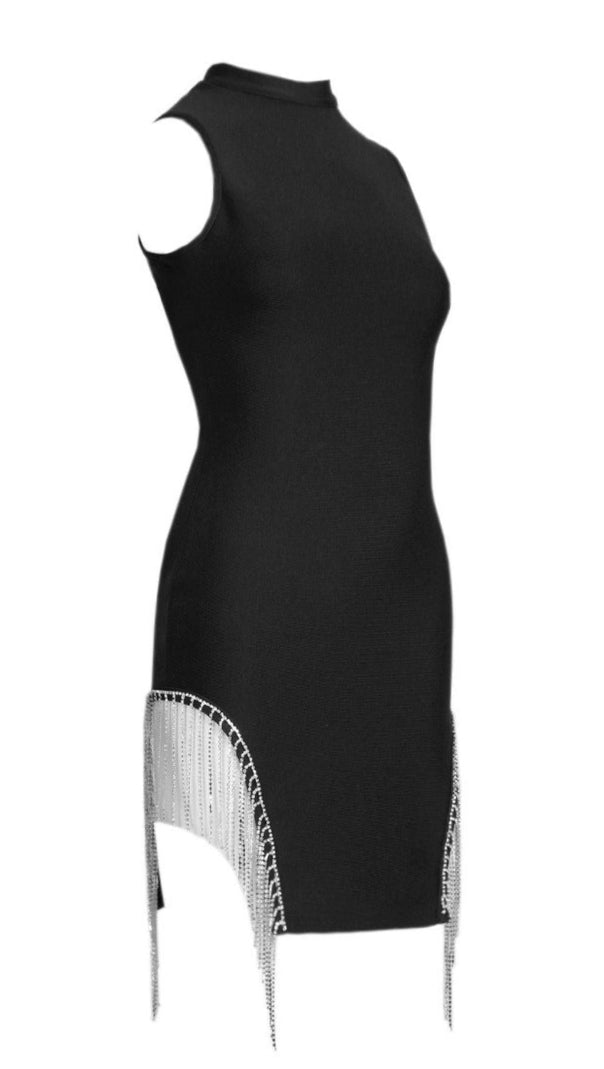 AIIZIE BLACK CRYSTAL TRIM DRESS - product image