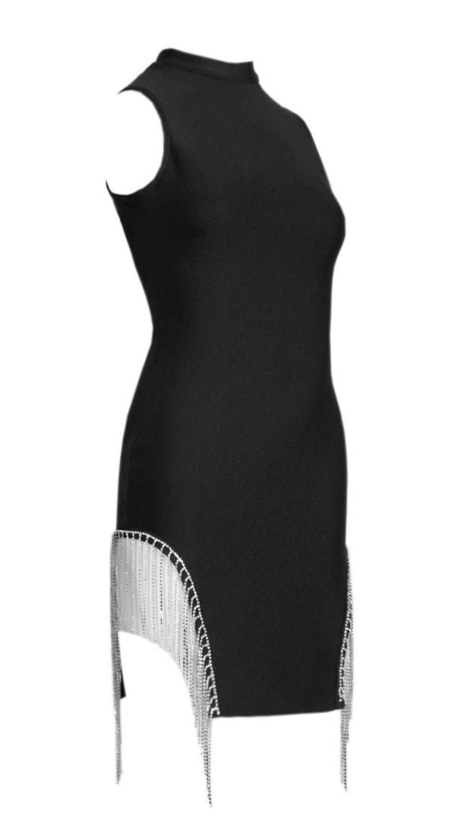 BLACK CRYSTAL TRIM DRESS