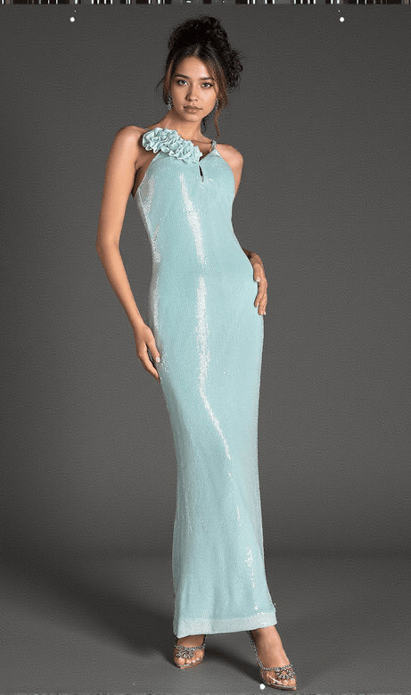 Sophocles Strap Flower Sequin Maxi Dress