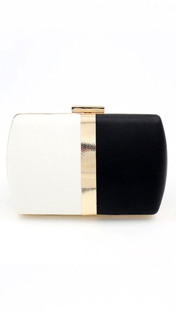 AIIZIE BLACK AND WHITE STITCHING DINNER BAG - product image
