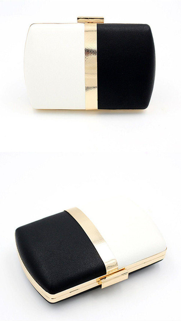 AIIZIE BLACK AND WHITE STITCHING DINNER BAG - product image