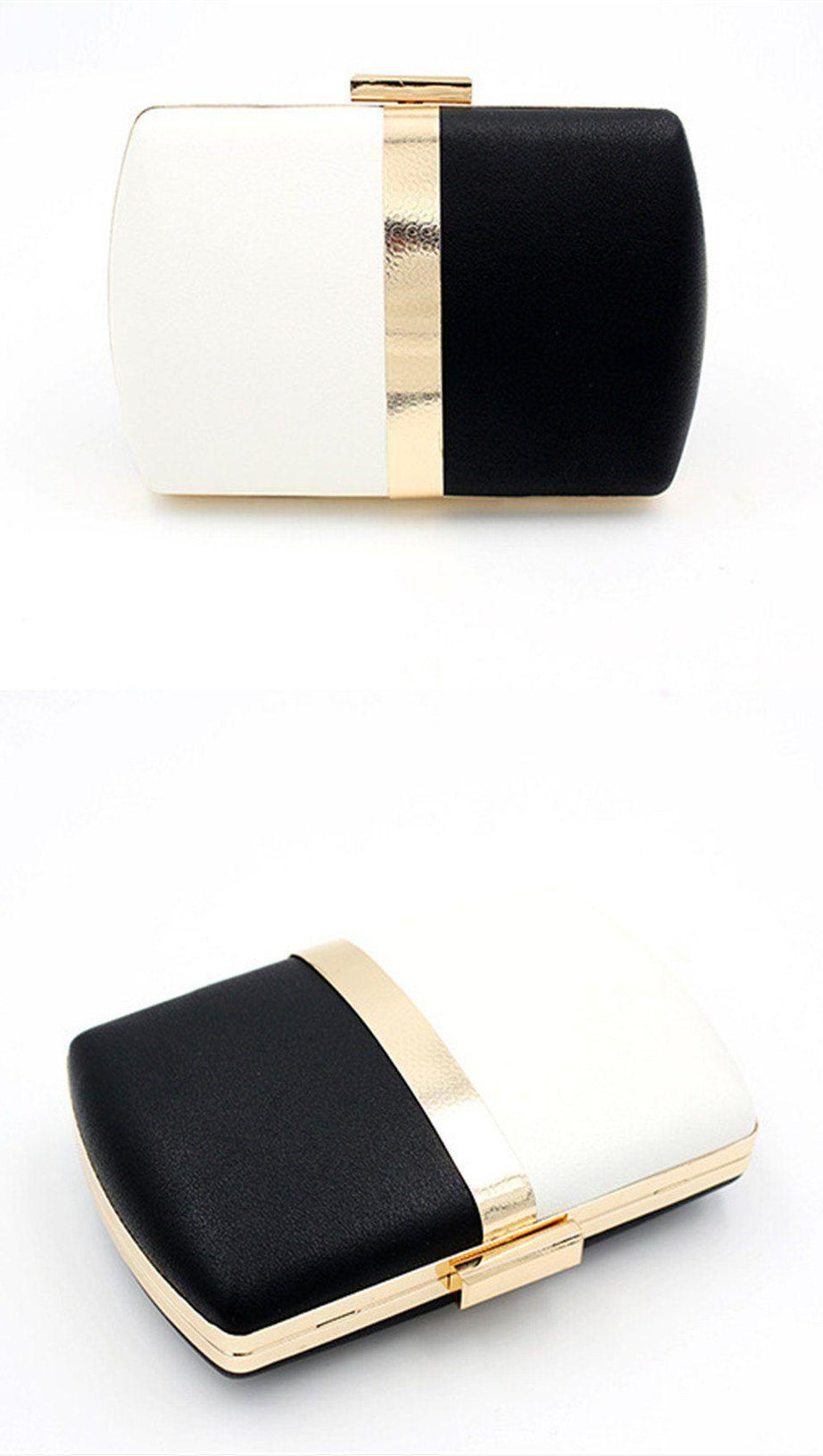 Abendessentasche mit schwarz-weißen Nähten