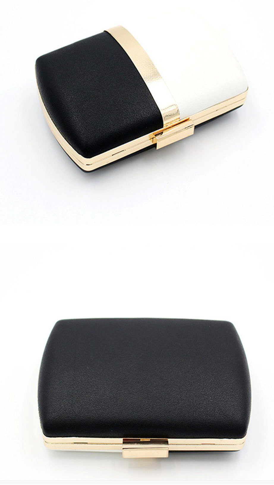 Abendessentasche mit schwarz-weißen Nähten