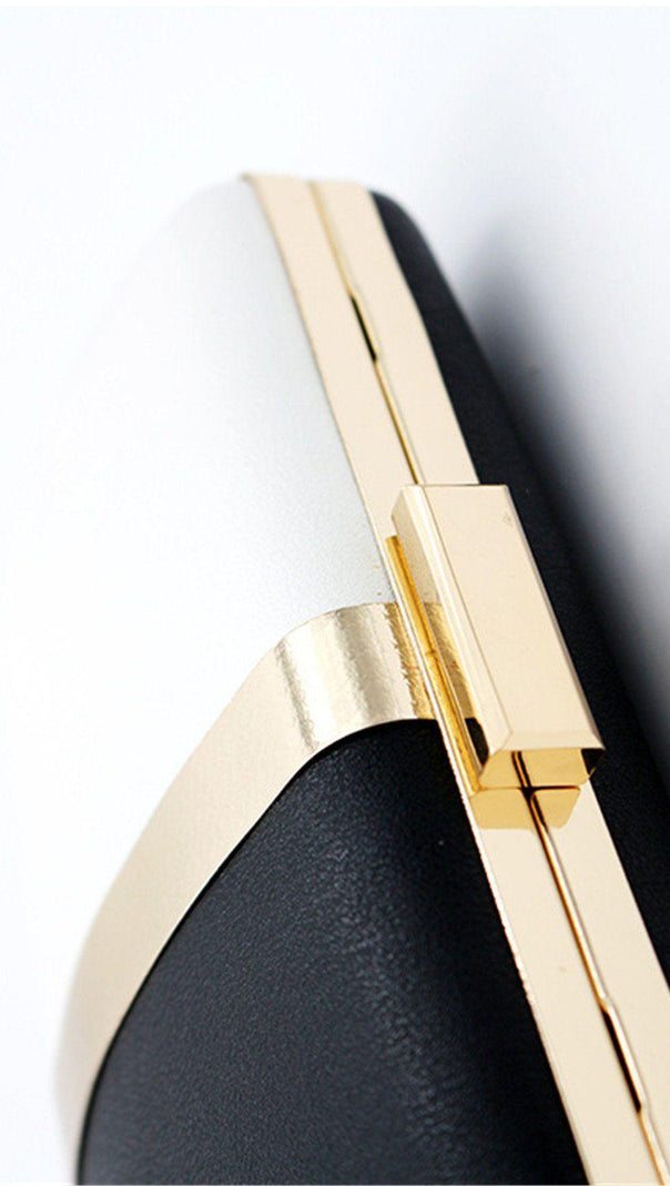 AIIZIE BLACK AND WHITE STITCHING DINNER BAG - product image