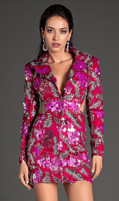 Kaneleli Cutout Sequin Mini Dress