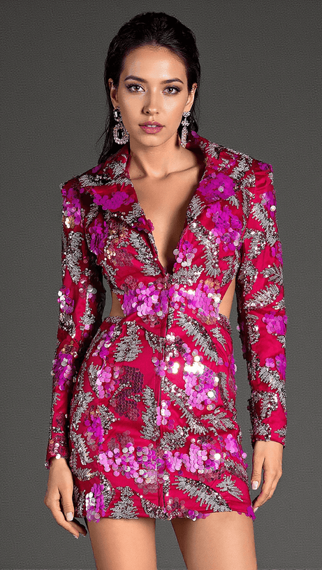 KANELELI CUTOUT SEQUIN MINI DRESS