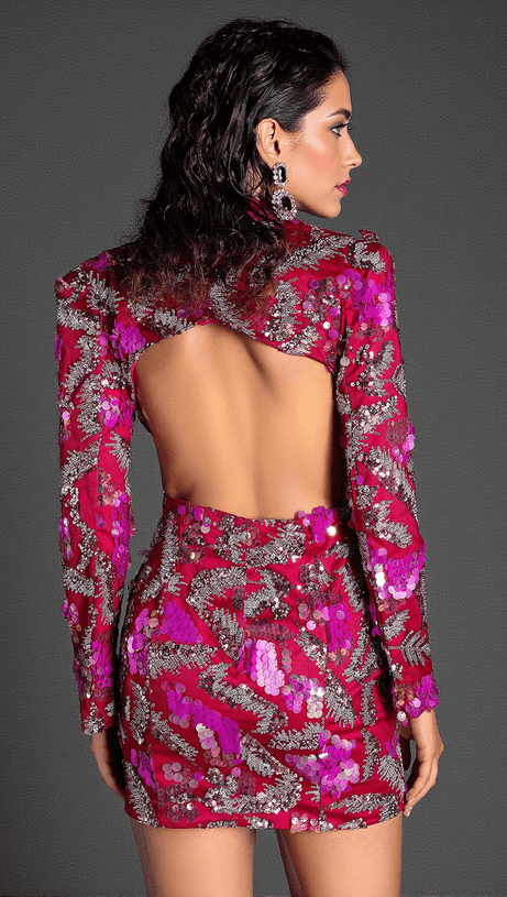 KANELELI CUTOUT SEQUIN MINI DRESS