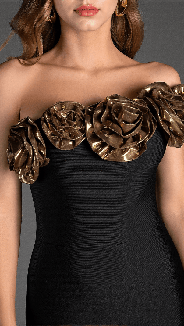AIIZIE ARETI ONE SHOULDER 3D FLOWER BANDAGE DRESS - product image