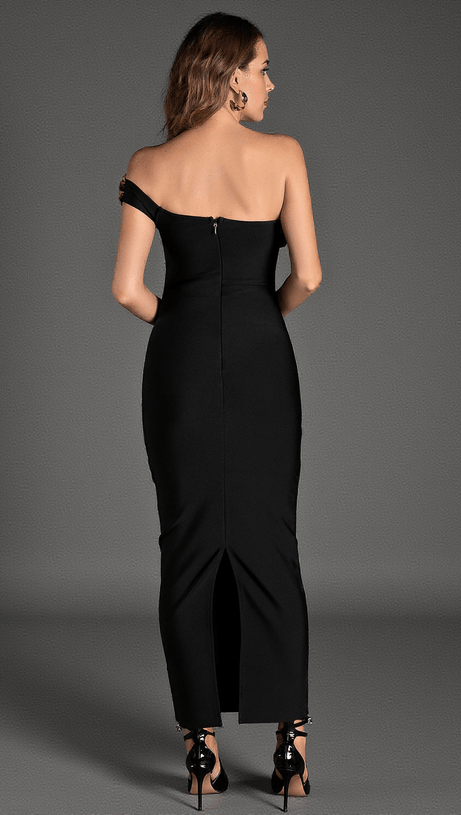 ARETI ONE SHOULDER 3D FLOWER BANDAGE DRESS