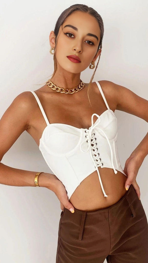 AIIZIE BACKLESS LACE-UP TANK TOP. - product image