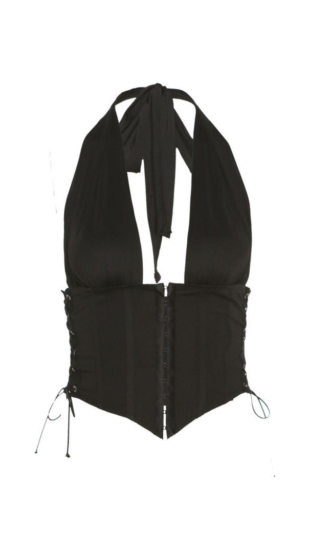 AIIZIE A SMALL VEST WITH A HALTER HOOK IN BLACK - product image