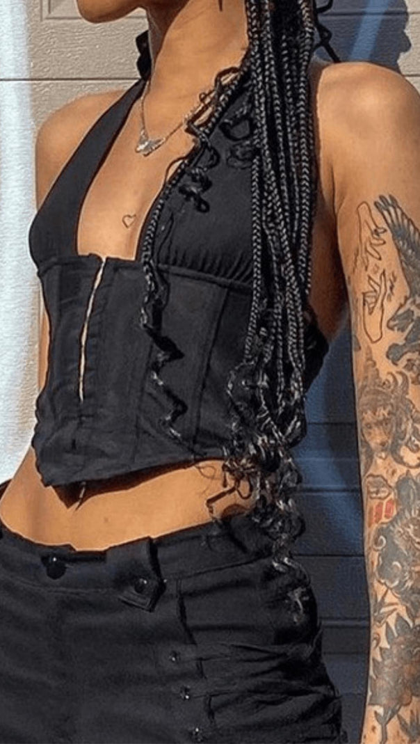 AIIZIE A SMALL VEST WITH A HALTER HOOK IN BLACK - product image