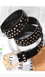 ARTIFICIAL LEATHER WAIST CHAIN RIVET BELT