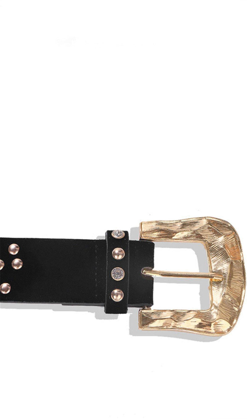 ARTIFICIAL LEATHER WAIST CHAIN RIVET BELT