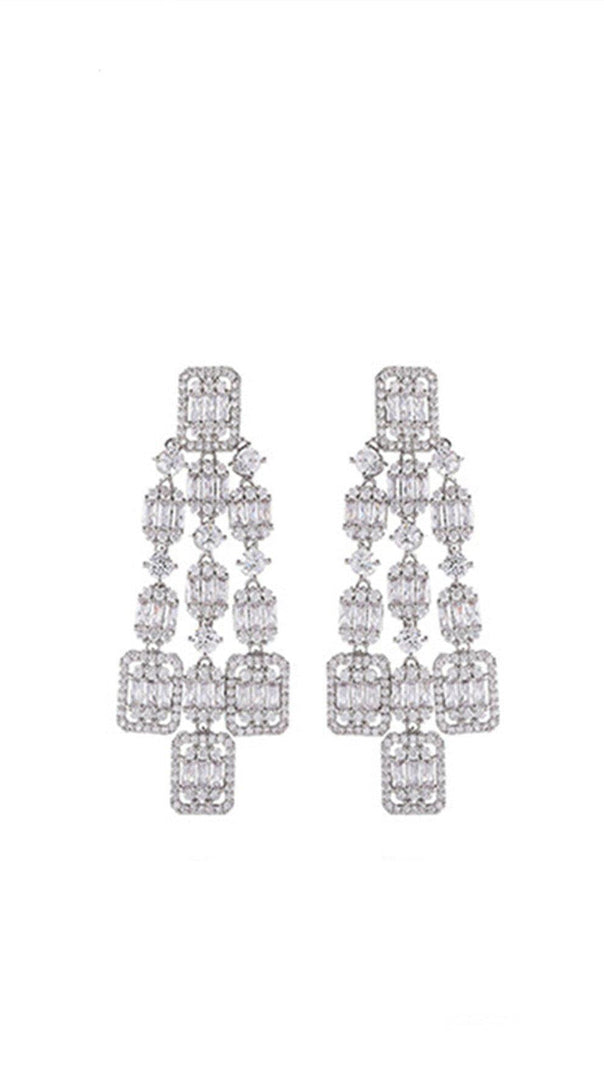 AIIZIE AQUARE LONG ZIRCON EARRINGS - product image