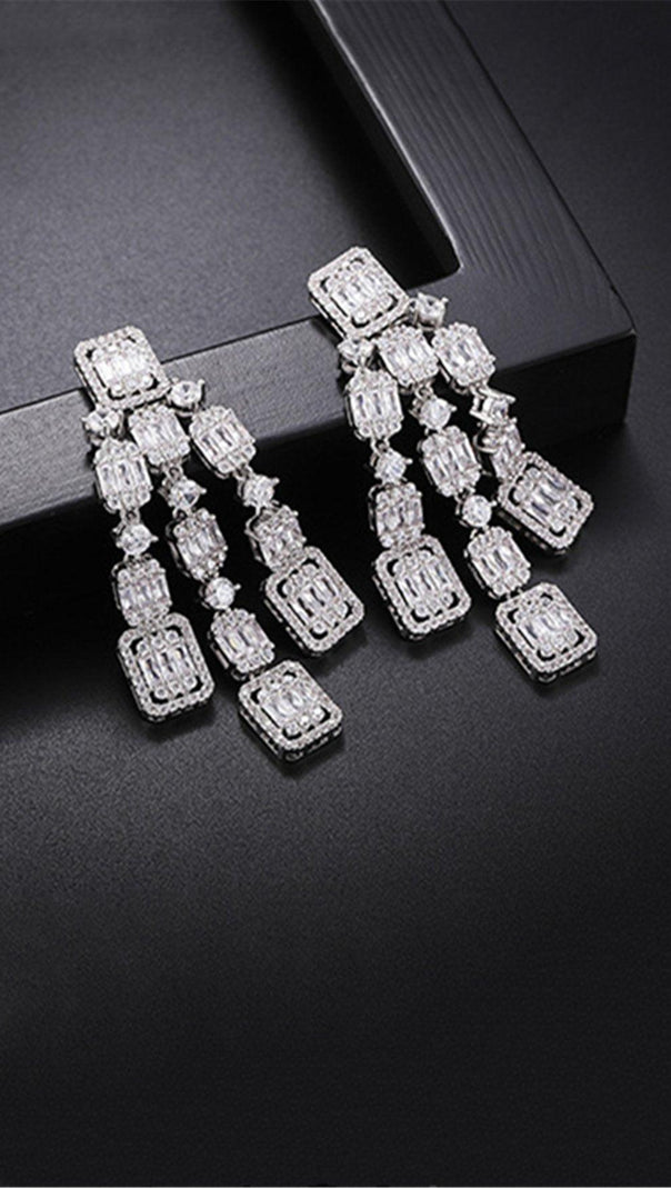 AIIZIE AQUARE LONG ZIRCON EARRINGS - product image