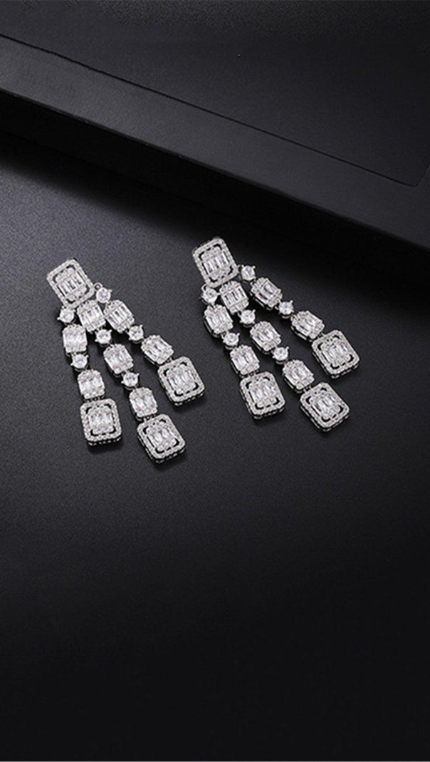 AIIZIE AQUARE LONG ZIRCON EARRINGS - product image